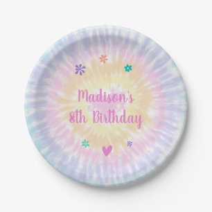 Tie Dye Pastel Rainbow Boho Hippie Birthday Paper Plate