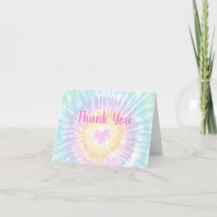 Tie Dye Pastel Rainbow Boho Hippie Thank You Card