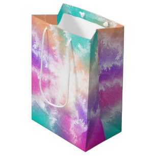 Tie Dye Pastel Watercolor Pink Orange Teal Purple Medium Gift Bag
