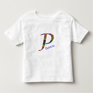 Tie-Dye Pattern Bright Retro Letter P Monogram Toddler T-Shirt
