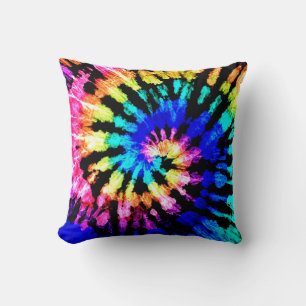 Tie dye pattern. Hand drawn rainbow shibori. Ink t Cushion
