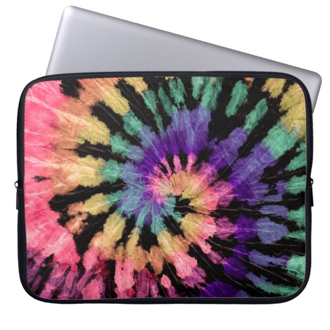 Tie dye pattern. Hand drawn rainbow shibori. Ink t Laptop Sleeve (Front)