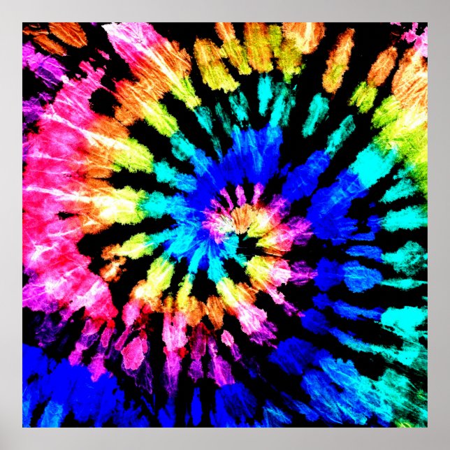 Tie dye pattern. Hand drawn rainbow shibori. Ink t Poster (Front)
