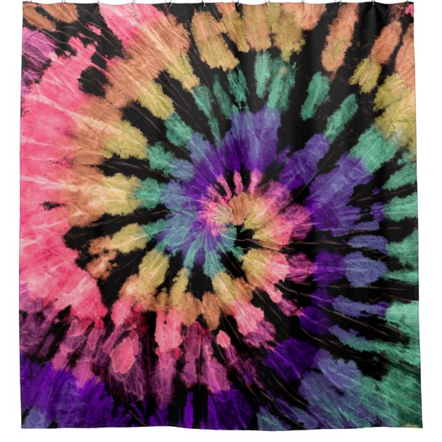 Tie dye pattern. Hand drawn rainbow shibori. Ink t Shower Curtain (Front)