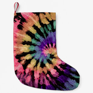 Tie dye pattern. Hand drawn rainbow shibori. Ink t Small Christmas Stocking