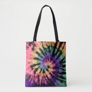 Tie dye pattern. Hand drawn rainbow shibori. Ink t Tote Bag