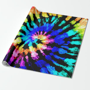 Tie dye pattern. Hand drawn rainbow shibori. Ink t Wrapping Paper