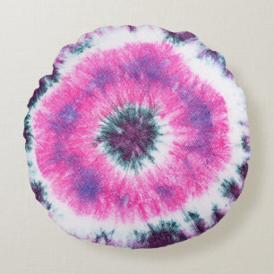 tie dye pattern hand dyed on cotton fabric abstrac round cushion
