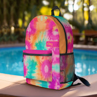 Tie Dye Pattern Hot Pink Orange Teal - custom name