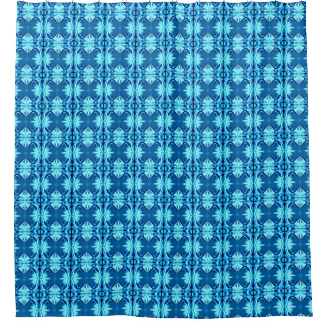 Tie Dye Pattern in Indigo and Ice Blue Shower Curtain (Front)