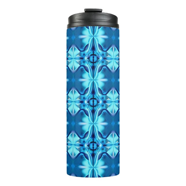 Tie Dye Pattern in Indigo and Ice Blue Thermal Tumbler (Front)