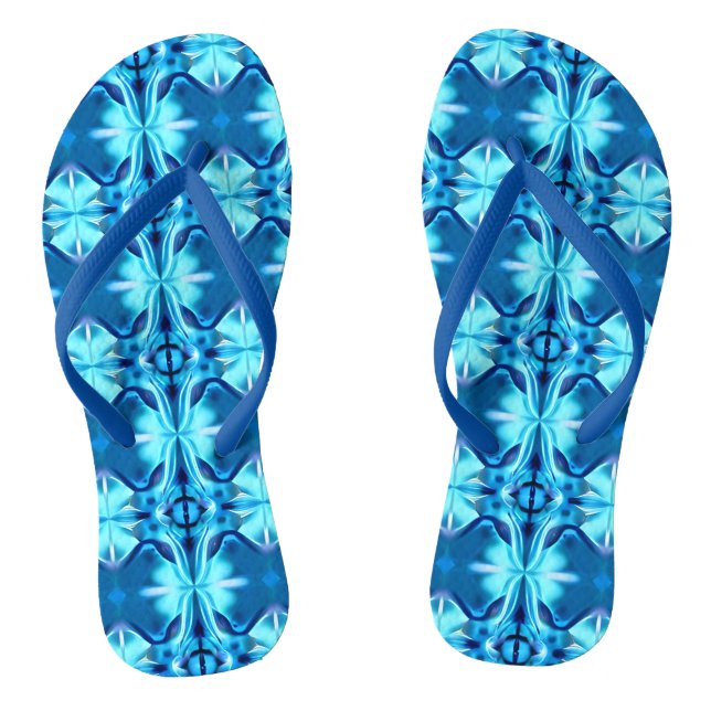 Tie Dye Pattern in Indigo and Ice Blue Thongs (Footbed)