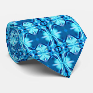 Tie Dye Pattern Necktie in Indigo and Ice Blue