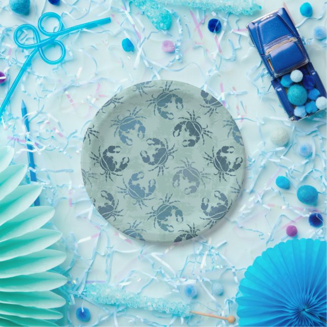 Tie Dye Pattern Of Crabs Paper Plate (Party)