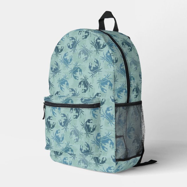 Tie Dye Pattern Of Crabs Printed Backpack (Back Corner Right)