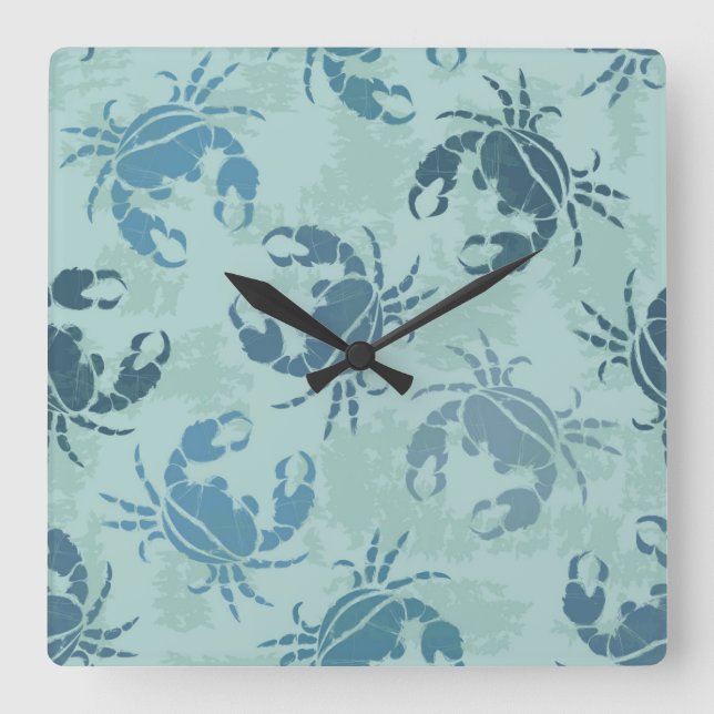 Tie Dye Pattern Of Crabs Square Wall Clock (Front)