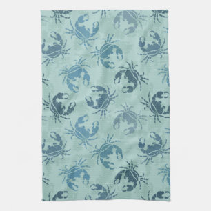 Tie Dye Pattern Of Crabs Tea Towel