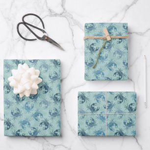 Tie Dye Pattern Of Crabs Wrapping Paper Sheet