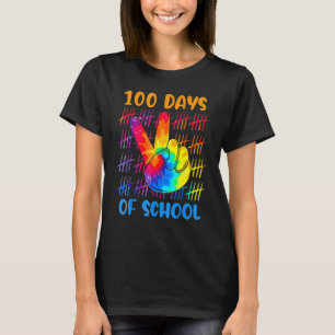 Tie dye peace hand sign 100 days of school 100th d T-Shirt