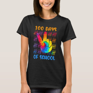 Tie Dye Peace Hand Sign 100 Days Of School 100th T-Shirt
