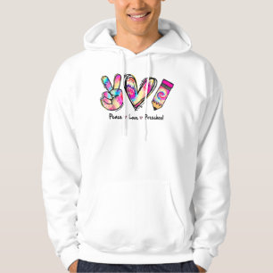 Tie Dye Peace Love And Preschool Girl Boy Kids Tea Hoodie