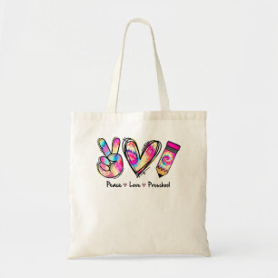 Tie Dye Peace Love And Preschool Girl Boy Kids Tea Tote Bag