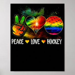 Tie Dye Peace Love Hockey Hockey Lover Game Day Poster