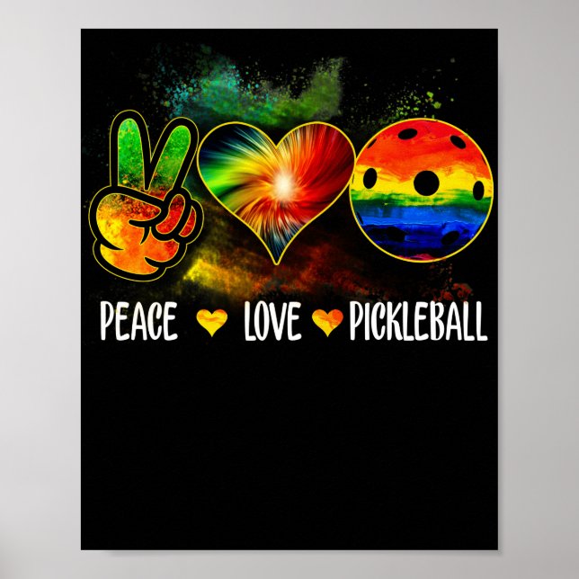 Tie Dye Peace Love Pickleball Pickleball Lover Poster (Front)