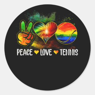Tie Dye Peace Love Tennis Tennis Lover Game Day Classic Round Sticker
