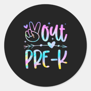 Tie Dye Peace Out Pre-k Happy Last Day Of School P Classic Round Sticker