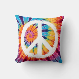 Tie-Dye Peace Sign  Cushion