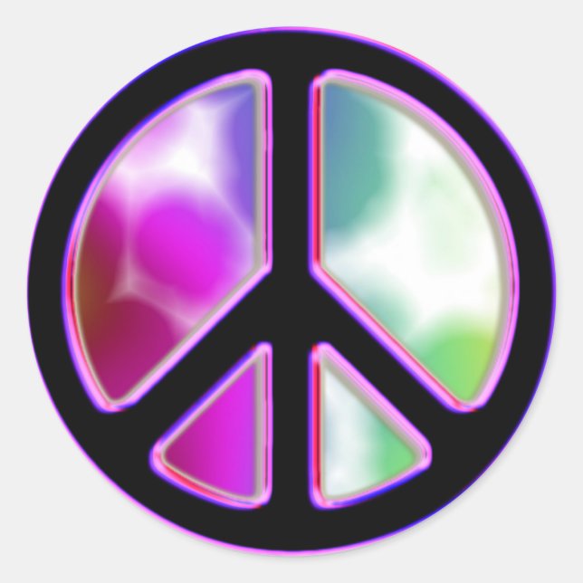 Tie Dye Peace Sign Designs Classic Round Sticker (Front)
