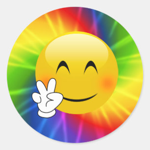 Tie-Dye Peace Sign Emoji Classic Round Sticker