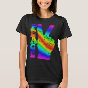 Tie Dye Peace Sign Fingers Retro 60 s 70 s Hippie T-Shirt