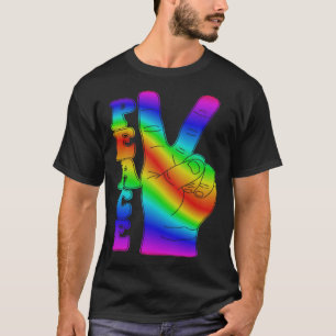 Tie Dye Peace Sign Fingers Retro 60 s 70 s Hippie T-Shirt