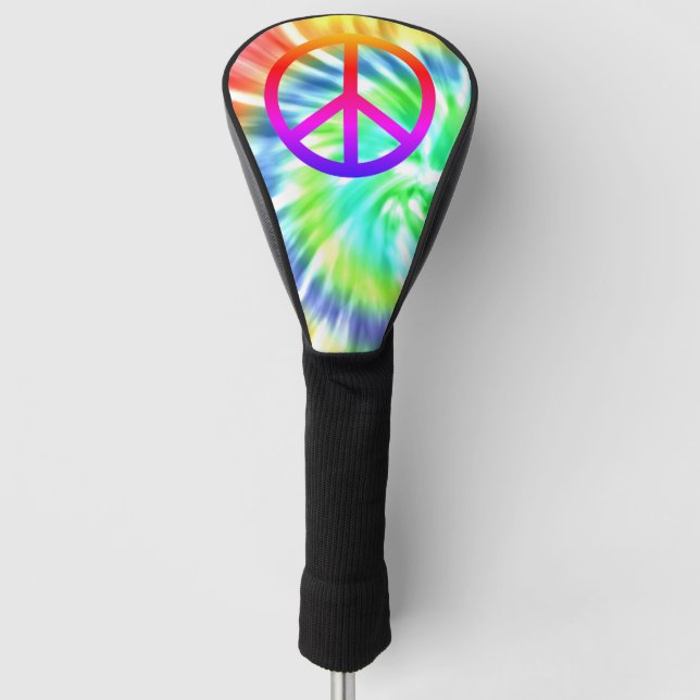 Tie Dye Peace Sign Golf Head Cover (Front)