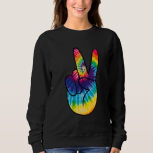Tie Dye Peace Sign Hand  Hippies V   1 Sweatshirt