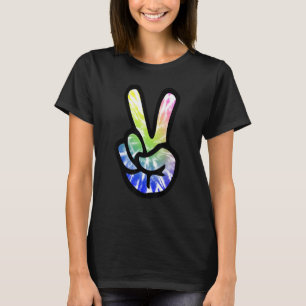 Tie Dye Peace Sign Hand Hippies V s 5 T-Shirt