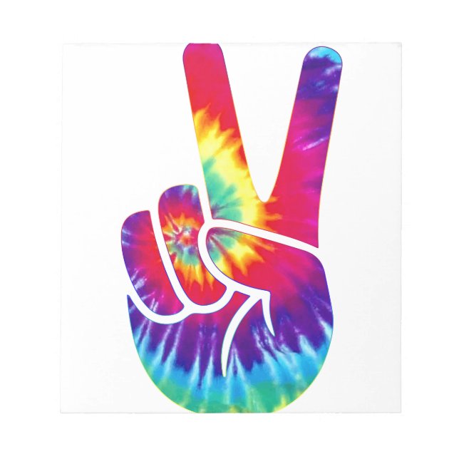 Tie Dye Peace Sign Hand Symbol Notepad (Front)