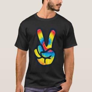 Tie Dye Peace Sign Hand V Symbol 60s 70s 80s Tee T