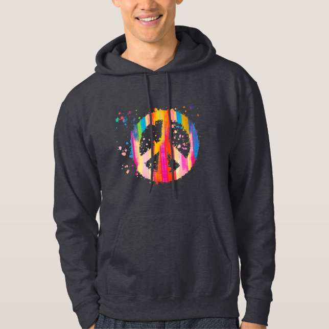 Tie-Dye Peace Sign Hippie Bohemian Festival Symbol Hoodie (Front)