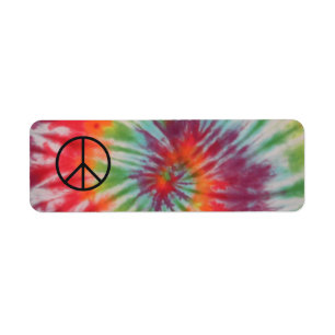 Tie Dye Peace Sign Label Return Address Label