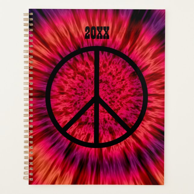 Tie dye peace sign planner (Front)