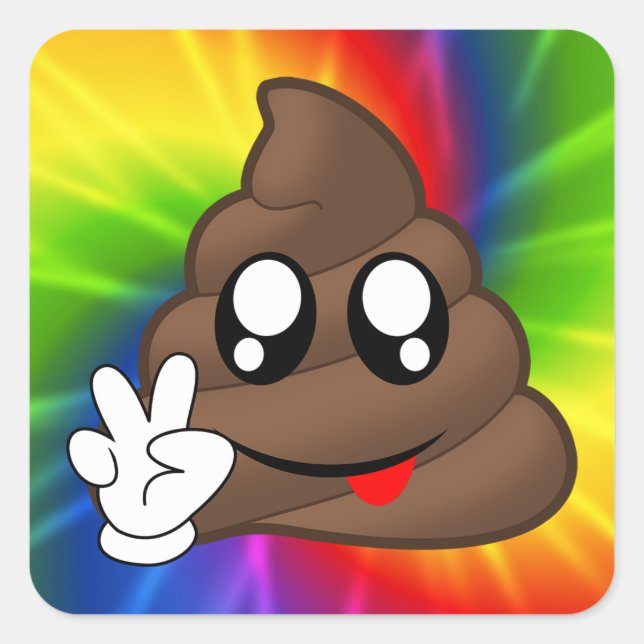Tie Dye Peace Sign Poop Emoji Stickers (Front)