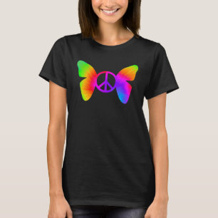Tie Dye Peace Sign Symbol Butterfly Retro 60s 70s  T-Shirt