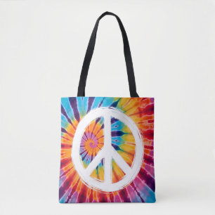 Tie-Dye Peace Sign Tote Bag