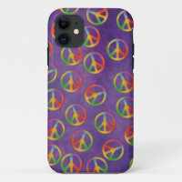 Tie Dye Peace Signs On Purple