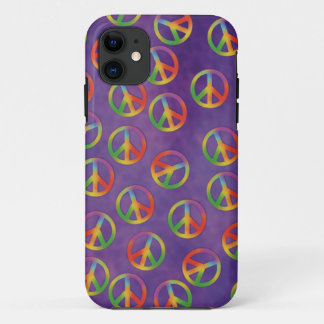 Tie Dye Peace Signs On Purple iPhone 11 Case