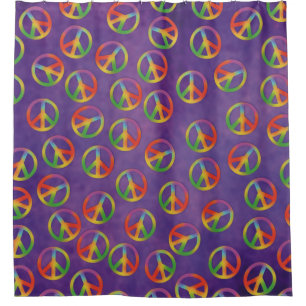 Tie Dye Peace Signs On Purple Shower Curtain