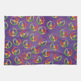 Tie Dye Peace Signs On Purple Tea Towel